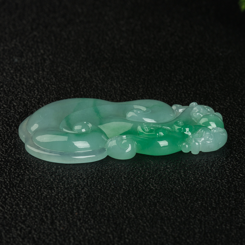 天然糯种翠绿翡翠福如意吊坠-红掌柜