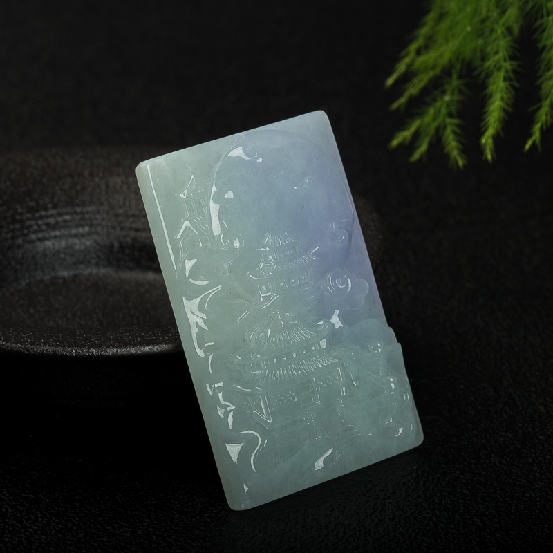 天然缅甸糯种俏色翡翠吊坠-红掌柜