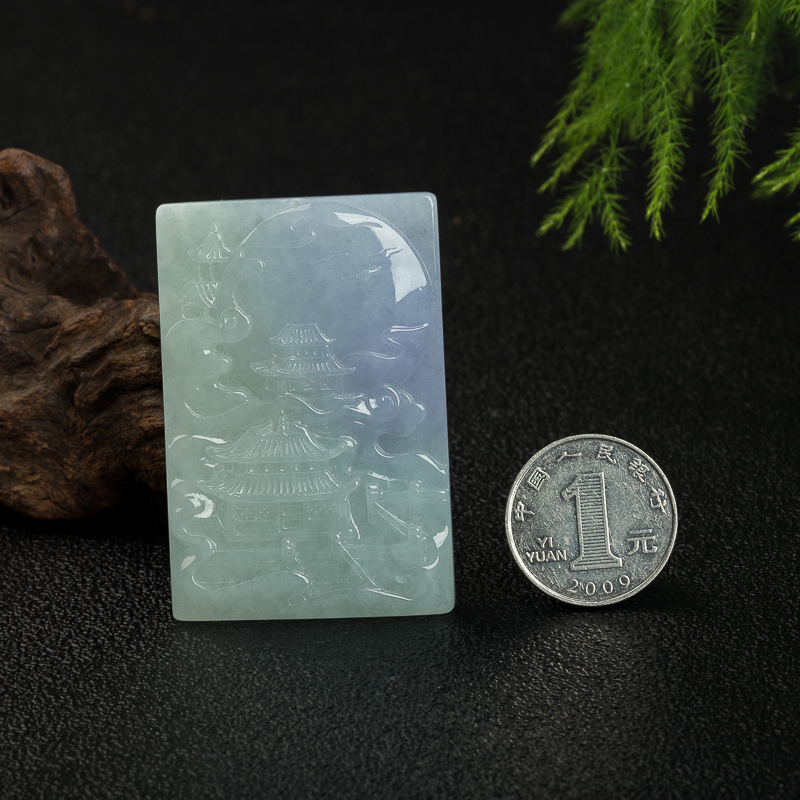 天然缅甸糯种俏色翡翠指日高升吊坠-红掌柜