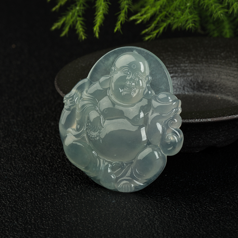 天然缅甸糯冰种翡翠吊坠-红掌柜