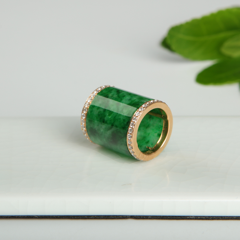 缅甸天然豆种翡翠路路通吊坠-红掌柜