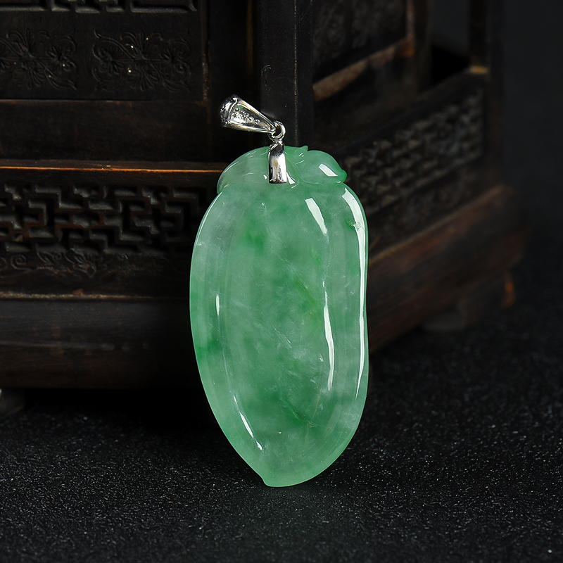 缅甸天然飘翠翡翠福瓜吊坠-红掌柜