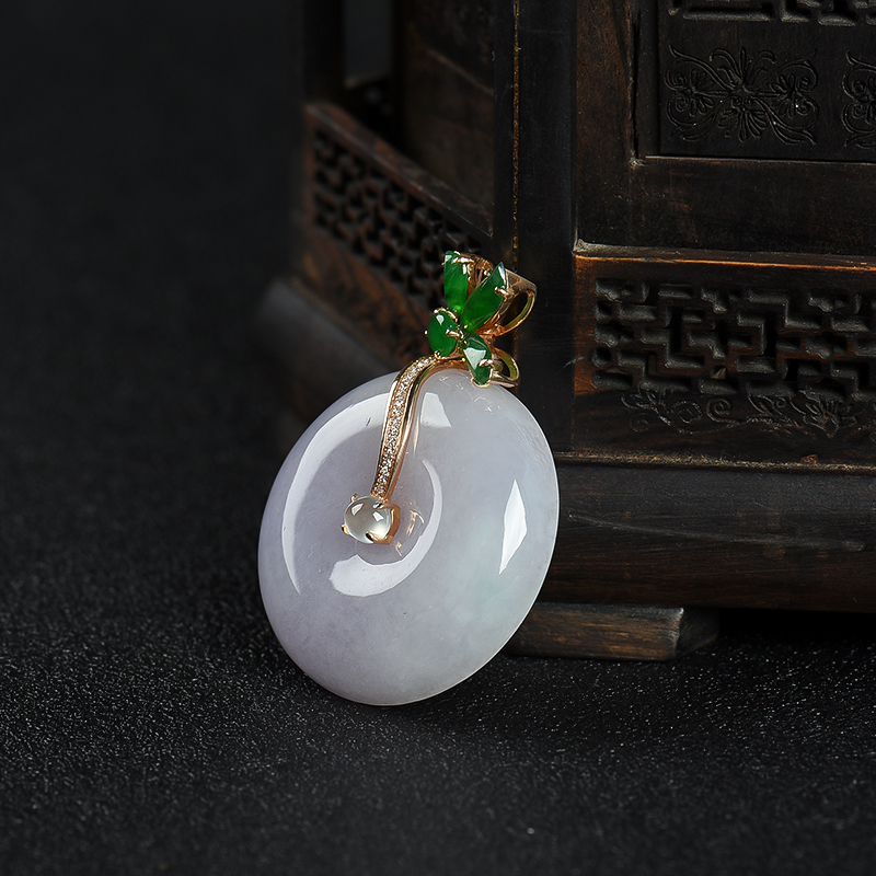 缅甸豆种翡翠平安扣吊坠-红掌柜