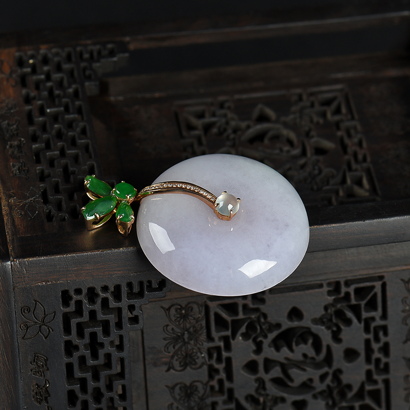 缅甸天然豆种翡翠吊坠-红掌柜