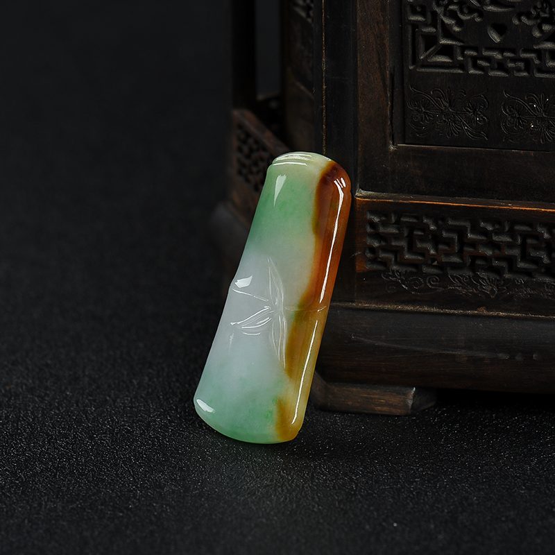 缅甸糯种翡翠节节高升吊坠-红掌柜