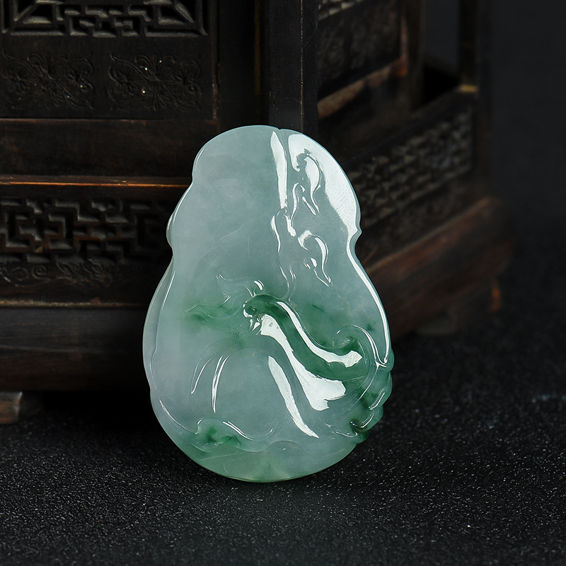 缅甸天然飘花翡翠望子成龙吊坠-红掌柜