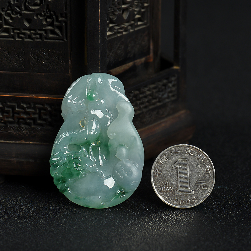 糯种飘花翡翠吊坠-红掌柜