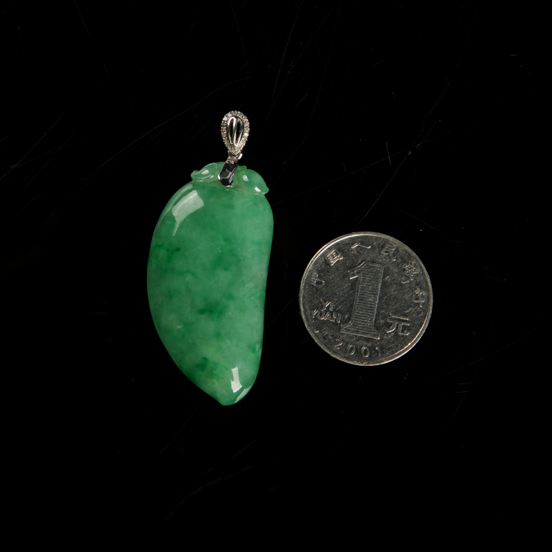 豆种飘翠翡翠福瓜吊坠-红掌柜