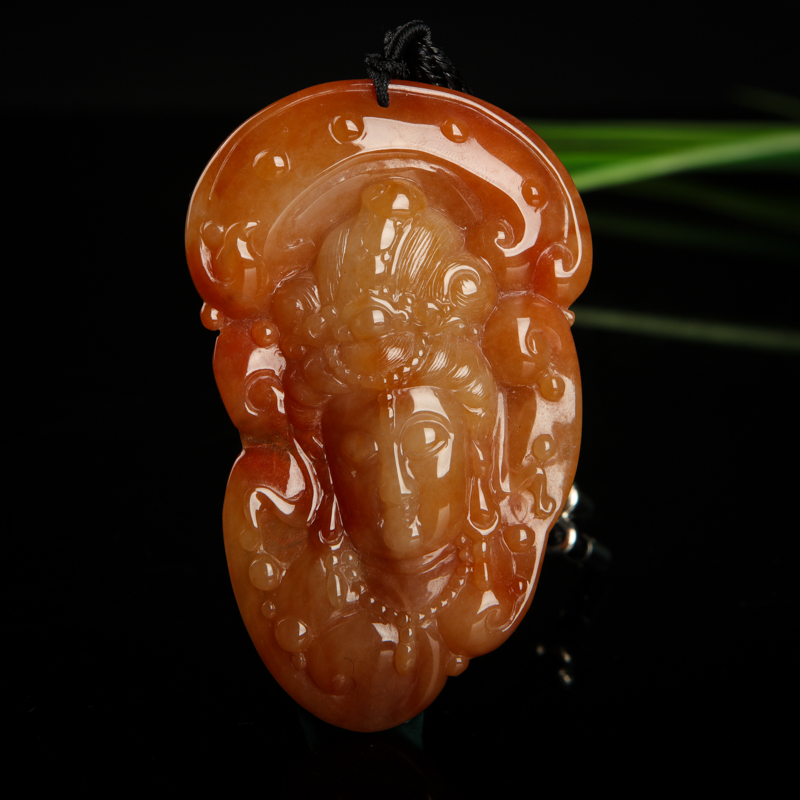缅甸天然糯种黄翡观音吊坠-红掌柜