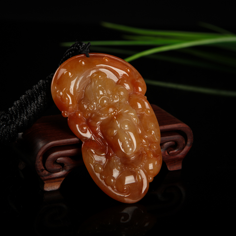 天然糯种黄翡观音吊坠-红掌柜