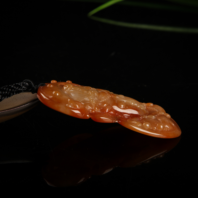 缅甸天然糯种黄翡吊坠-红掌柜