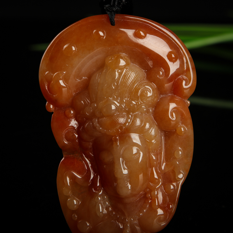 糯种黄翡观音吊坠-红掌柜
