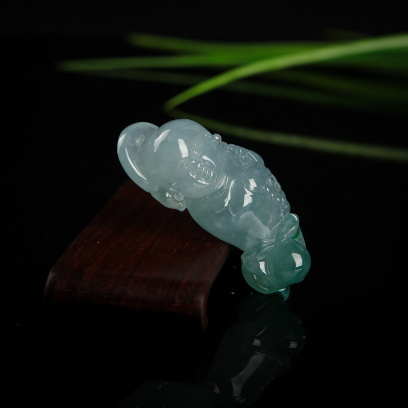 飘花翡翠佛心初开吊坠-红掌柜