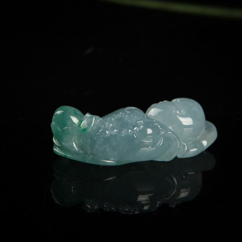 天然糯种飘花翡翠佛心初开吊坠-红掌柜