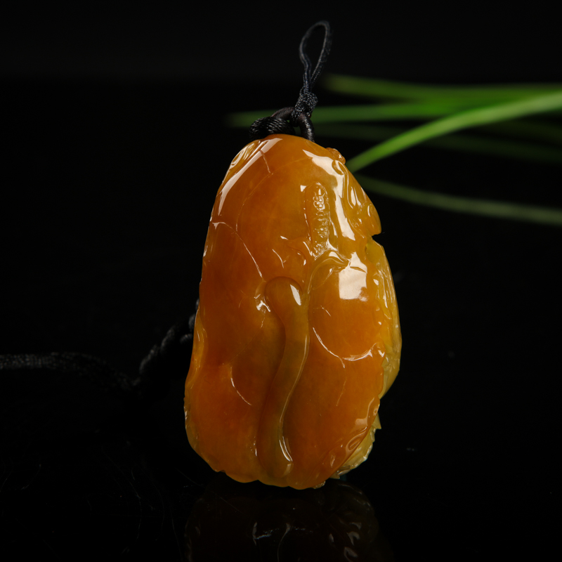 天然缅甸黄翡金玉满堂吊坠-红掌柜