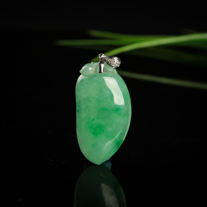 缅甸天然糯种飘翠翡翠福瓜吊坠-红掌柜