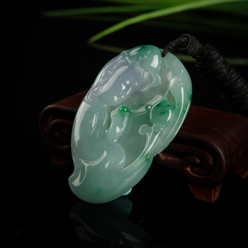 缅甸糯种飘花翡翠观音吊坠-红掌柜