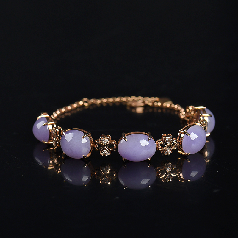 18k糯种紫罗兰翡翠手链-红掌柜