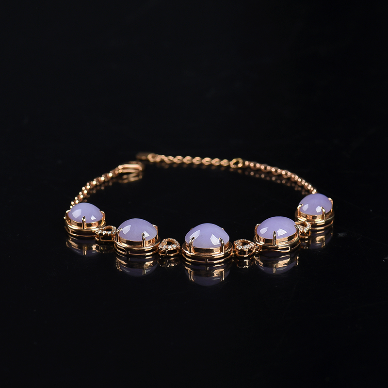 18k糯种紫罗兰翡翠手链-红掌柜