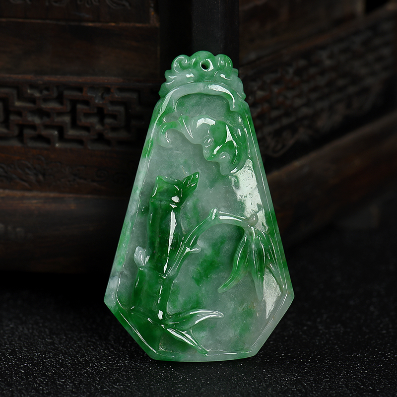 缅甸翡翠节节高升吊坠-红掌柜