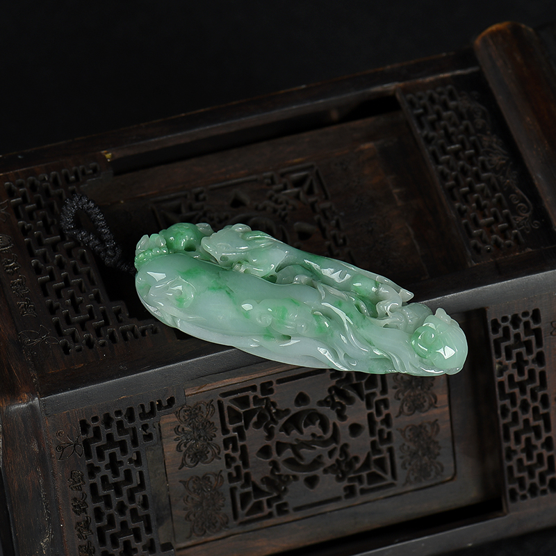 天然翡翠福寿如意吊坠-红掌柜