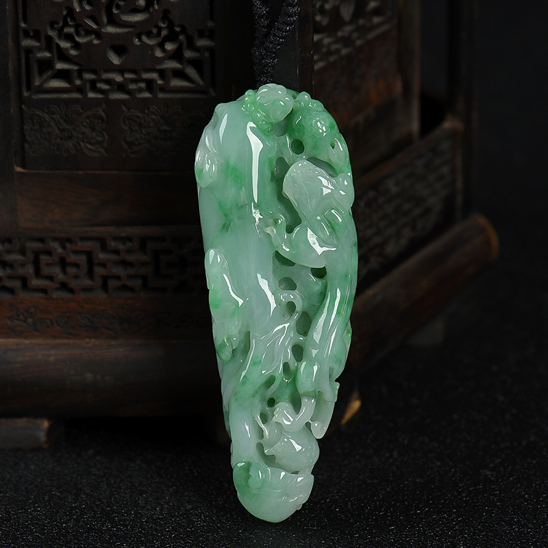 缅甸翡翠福寿如意吊坠-红掌柜