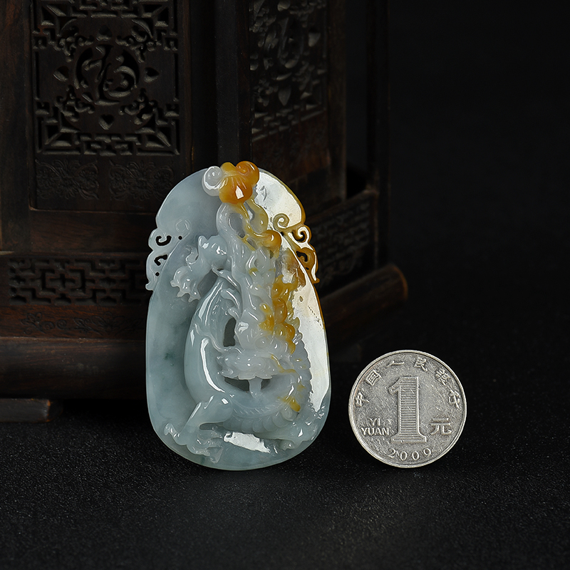 缅甸翡翠辰龙吊坠-红掌柜