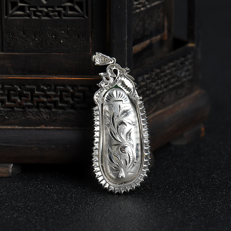 18k糯种翡翠连中三元吊坠-红掌柜