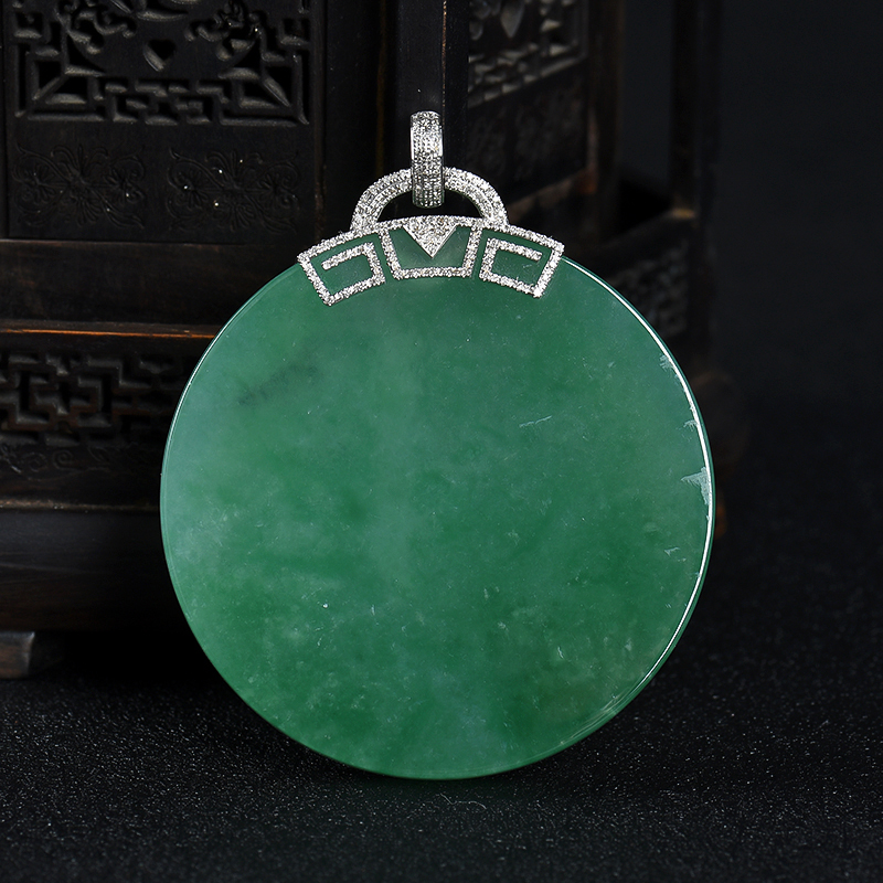 缅甸天然糯冰种深绿翡翠吊坠-红掌柜