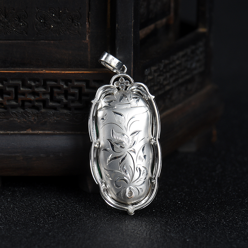 缅甸天然翠绿翡翠金枝玉叶吊坠-红掌柜