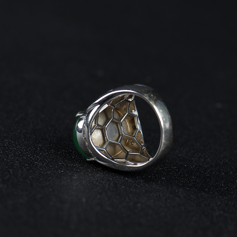 缅甸天然糯种翡翠戒指-红掌柜