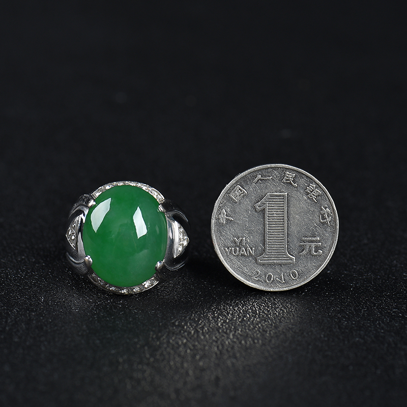 天然糯种翡翠戒指-红掌柜