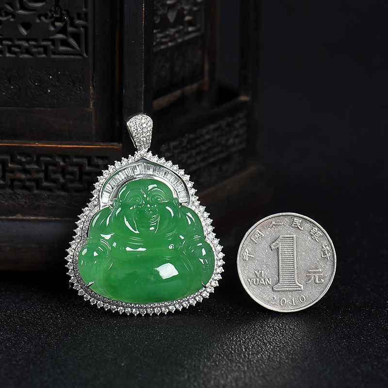糯冰种苹果绿翡翠吊坠-红掌柜