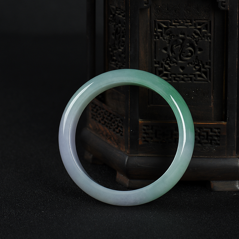 缅甸天然春带彩翡翠手镯-红掌柜