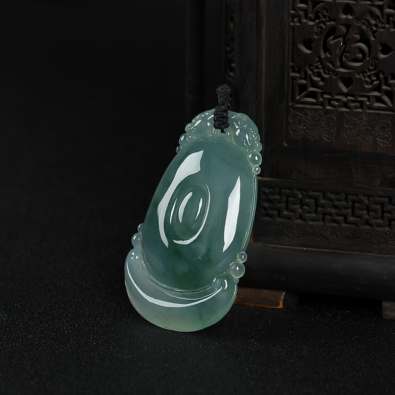 缅甸糯冰种飘花翡翠福贝吊坠-红掌柜