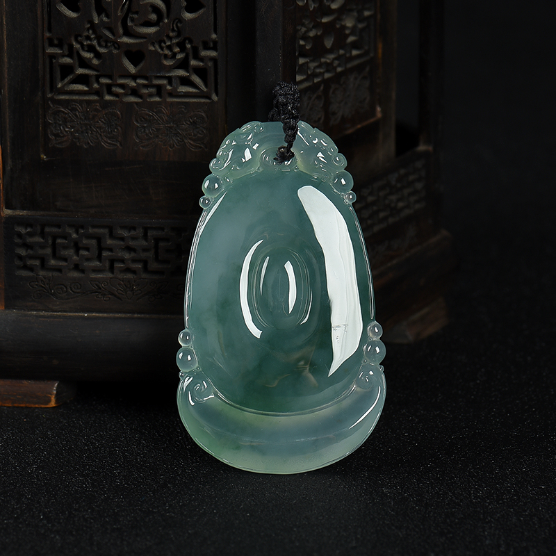 缅甸天然飘花翡翠福贝吊坠-红掌柜