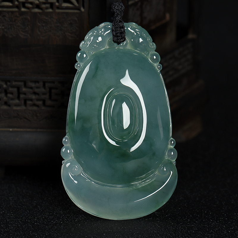 缅甸天然糯冰种飘花翡翠吊坠-红掌柜