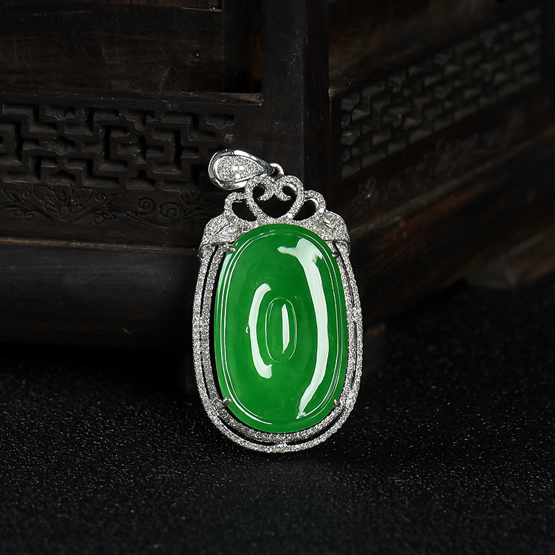 缅甸天然糯种翠绿翡翠福贝吊坠-红掌柜