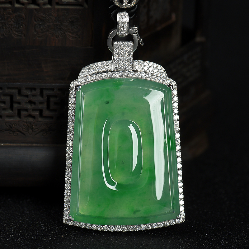 缅甸天然糯冰种飘翠翡翠吊坠-红掌柜