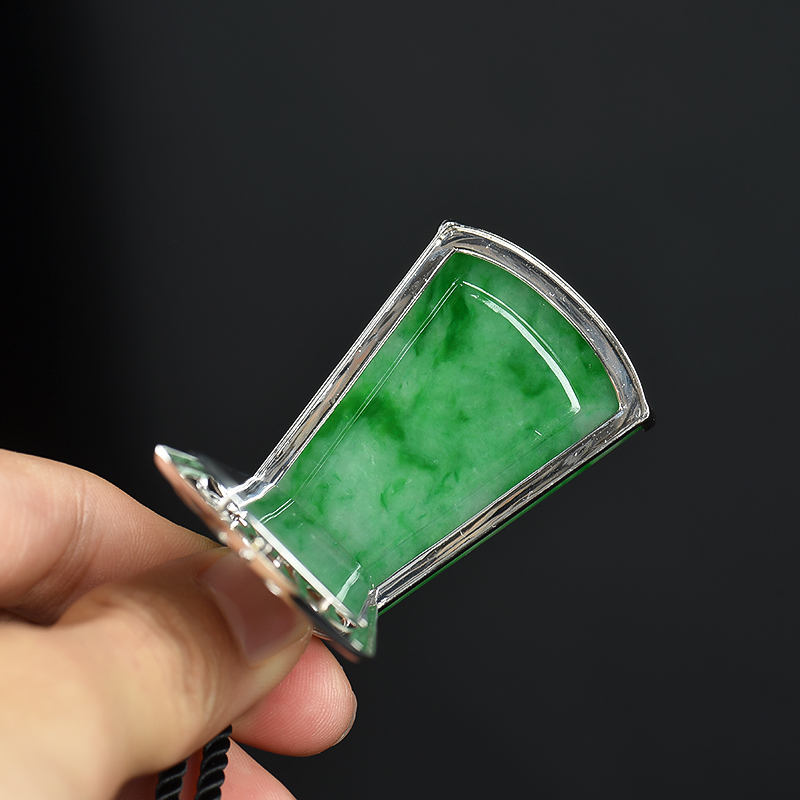 缅甸天然糯种翡翠厚德载物吊坠-红掌柜