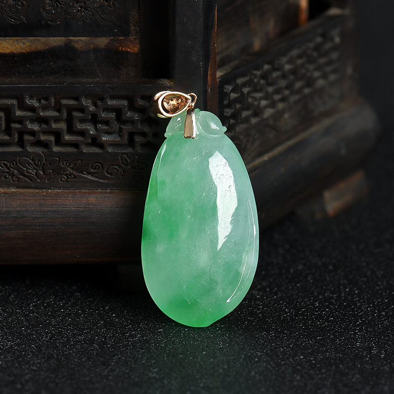 天然糯冰种翡翠福瓜吊坠-红掌柜