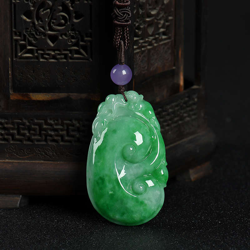 糯种飘翠翡翠如意吊坠-红掌柜