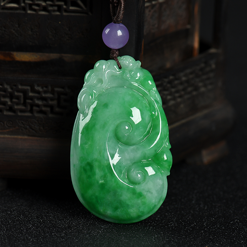 缅甸翡翠如意吊坠-红掌柜