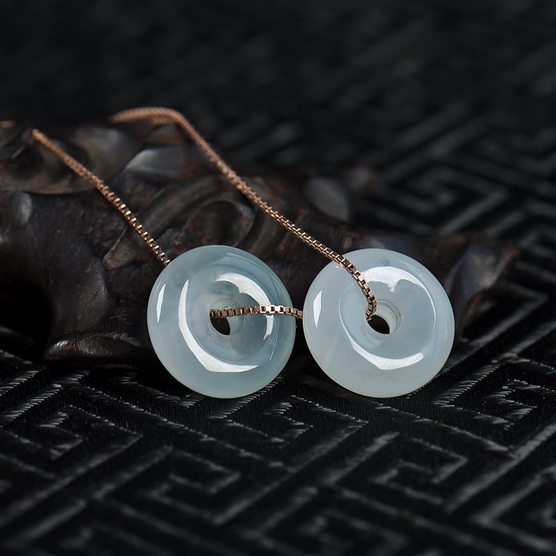 天然糯冰种飘花翡翠路路通项链-红掌柜