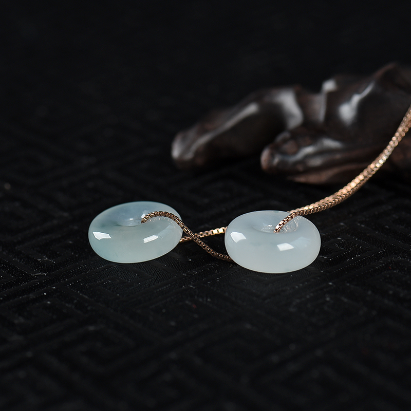 缅甸天然糯冰种翡翠路路通项链-红掌柜