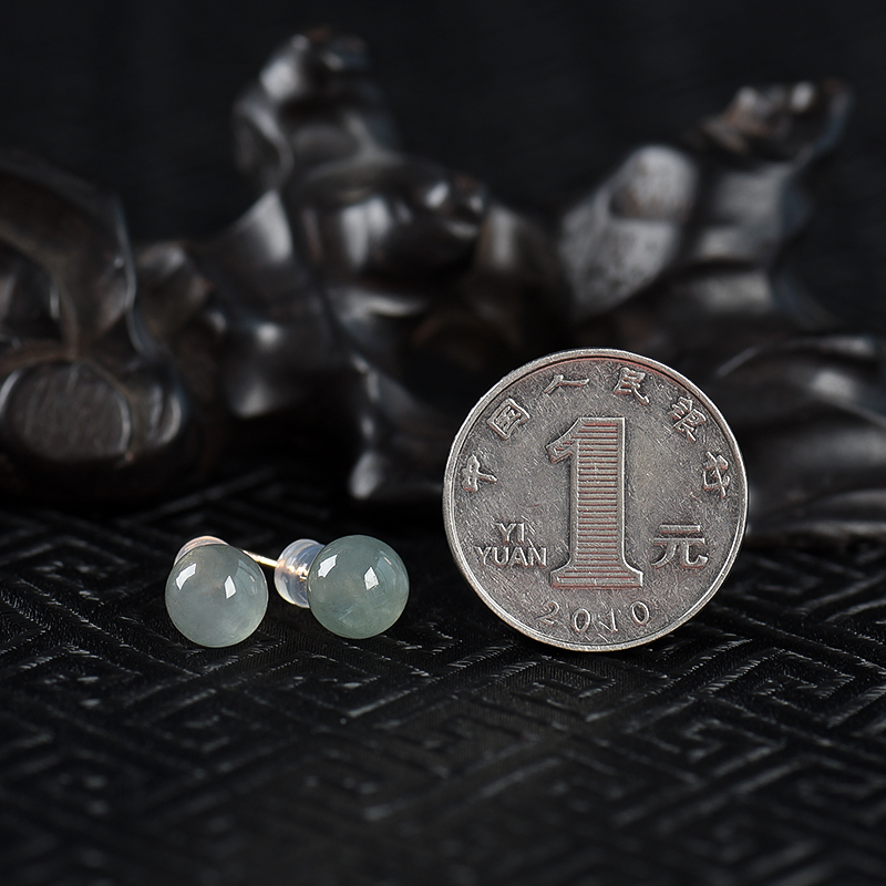 糯冰种翡翠耳钉-红掌柜