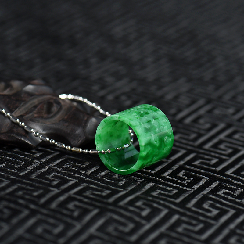 天然花青种翡翠路路通吊坠-红掌柜