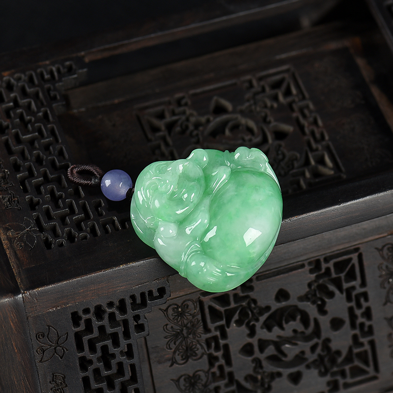 天然翡翠弥勒佛吊坠-红掌柜