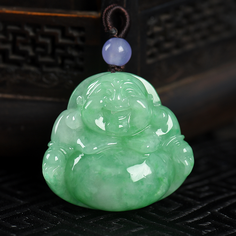 缅甸翡翠弥勒佛吊坠-红掌柜