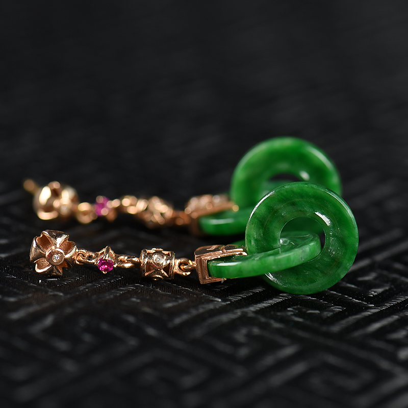 天然翡翠耳坠-红掌柜